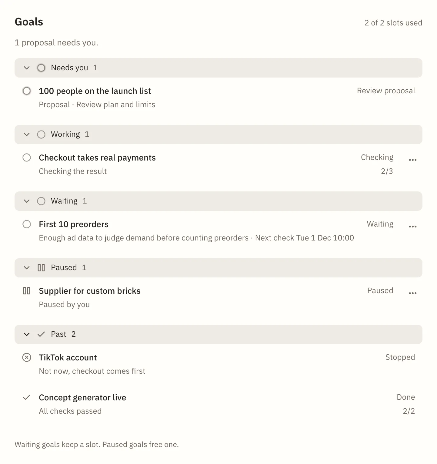Follow every goal in Goals